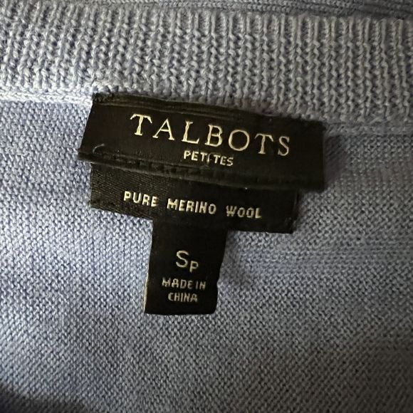 3/$30 Talbots Pullover Sweater Womens SP Blue Pure Merino Wool Draped Neckline - Picture 6 of 8